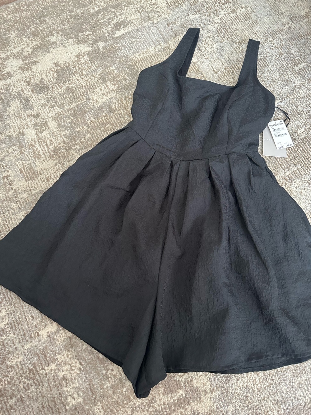Nordstrom Black Textured Fit & Flare Romper